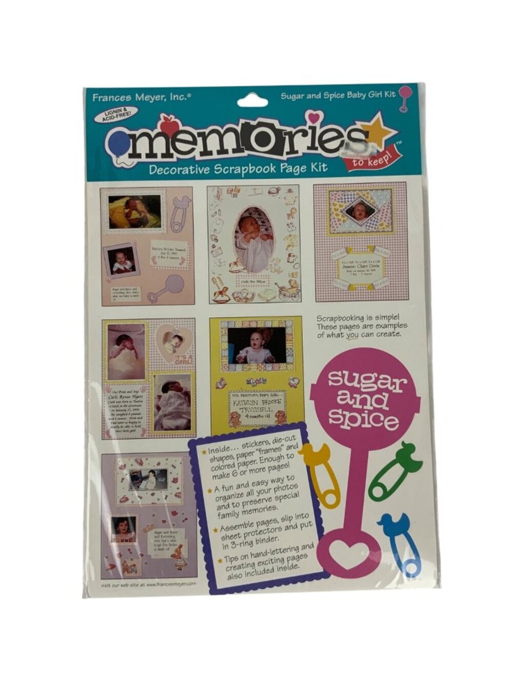 Frances Meyer Decorative Scrapbook Page Kit Sugar & Spice Baby Girl Acid-Free